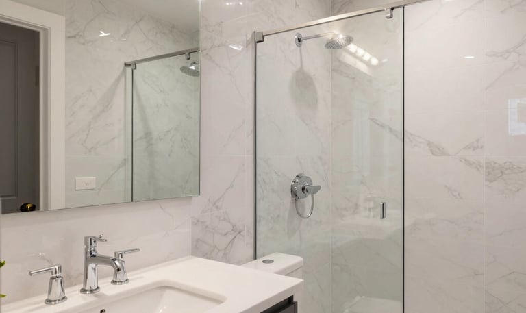 Before and after images of a kitchen remodel showcasing modern cabinetry and bright lighting.