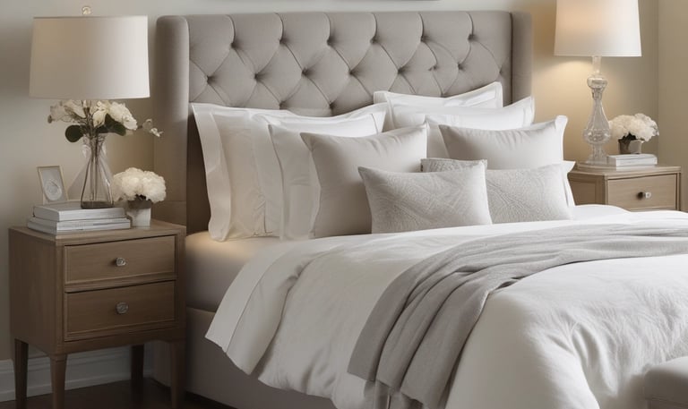 Close-up of high-quality kitchen utensils arranged neatly on a wooden countertop.
