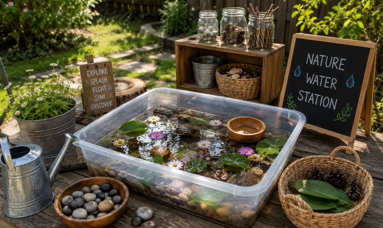 A nature water station in the backyard.