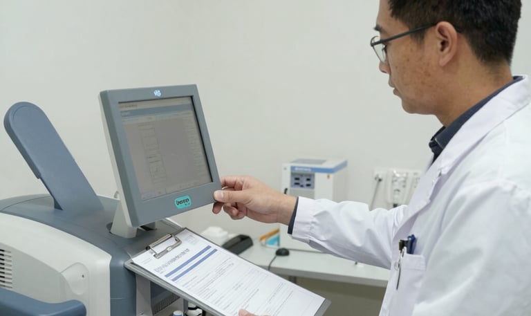 A caring nephrologist consulting with a patient in a bright, modern clinic room.