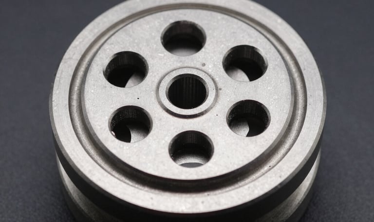 A close-up of a custom mechanical part designed to solve a complex problem.