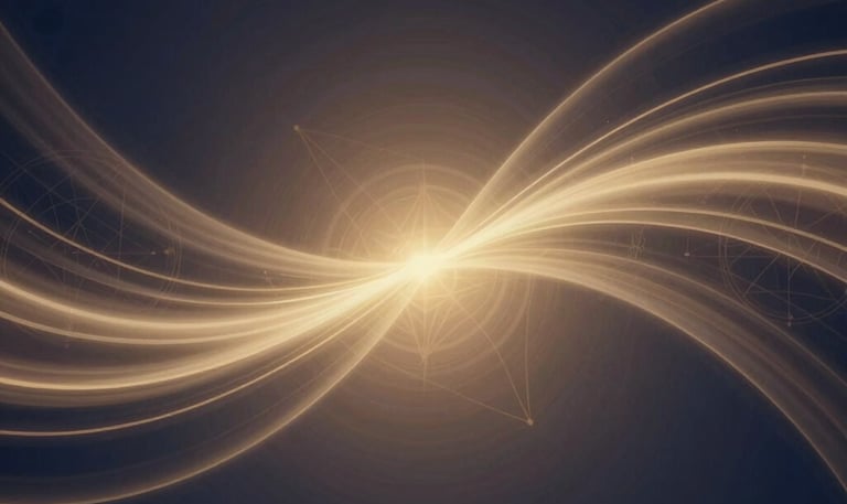 Soft glowing golden light waves enveloping a serene figure in meditation.