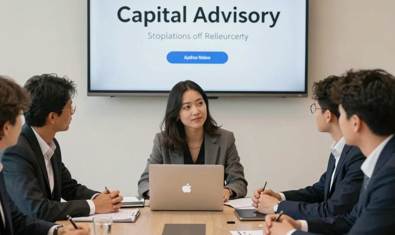 A professional team discussing financial charts in a modern office setting