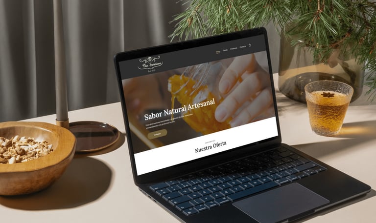 a laptop computer sitting on a table with a bowl of food