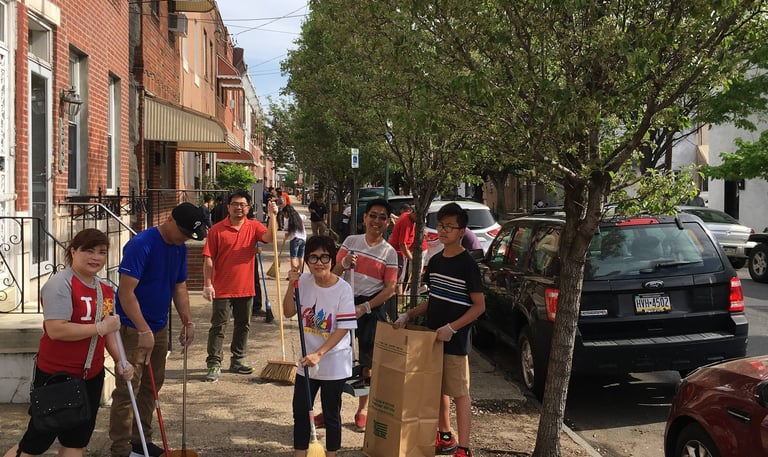 Gereja NLPC Philadelphia membersihkan jalan, pelayanan masyarakat, community service, street cleanin