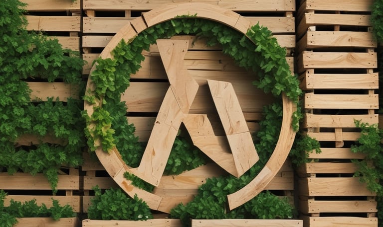 A workshop scene showing workers refurbishing wooden pallets.