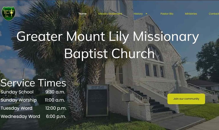 Creations and Solutions: Greater Mount Lily Missionary Baptist Church website nail