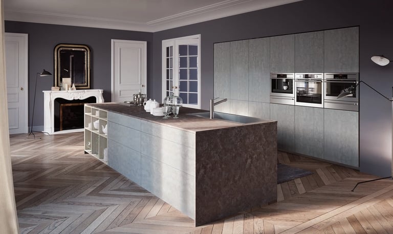 Built-in appliances integrated with Italian kitchen cabinetry
