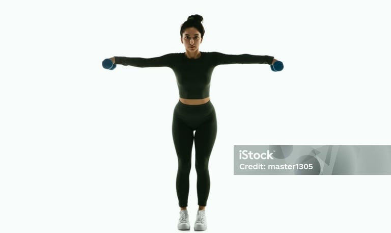 a woman performing side laterals exercise