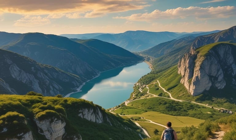 A group of tourists engaging in eco-friendly activities in the Balkans.