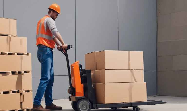 A delivery driver checking a schedule on a tablet next to a truck.
