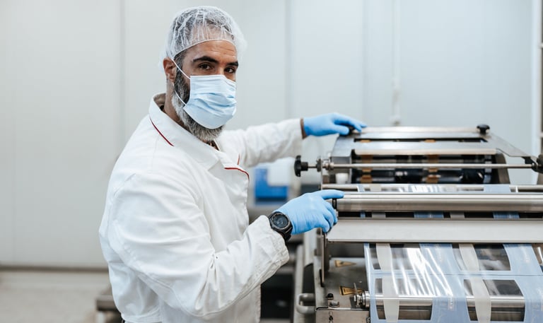a man in a lab coat and mask mask