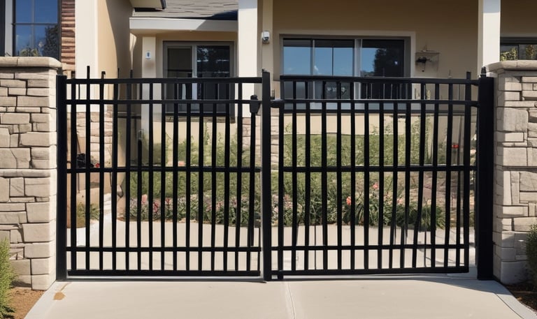 Modern aluminum pergola in a sunny garden