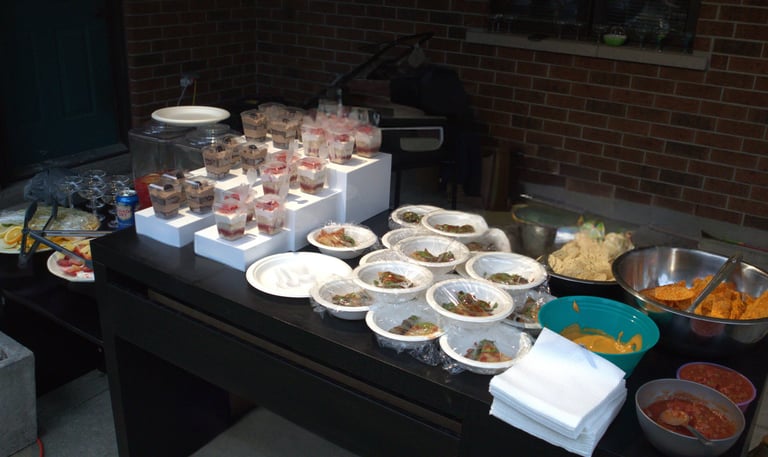 a table with bowls of food and bowls of food