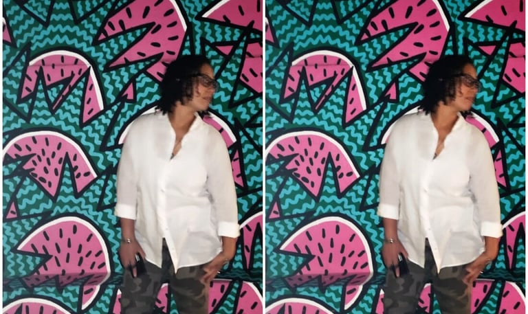 Me in St. Maarten having fun in front of a watermelon wall. 2.2022