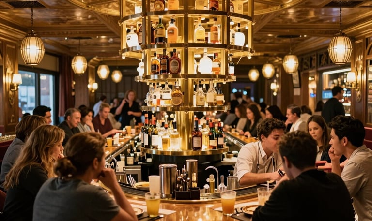 A professional consultant discussing business plans with a bar owner in a relaxed setting.