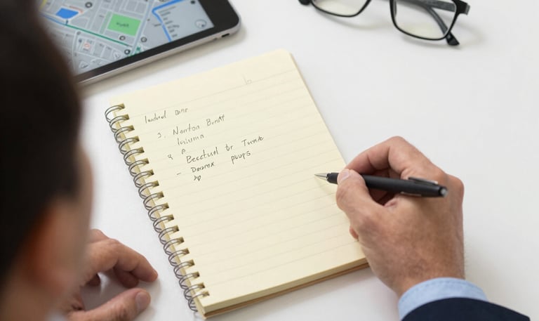 A nighttime scene in a wooded area with a small investigation site. Police tape surrounds a few vehicles, including a vintage car and a police car with flashing lights. A person is adjusting equipment that appears to be set up for illumination or investigation.