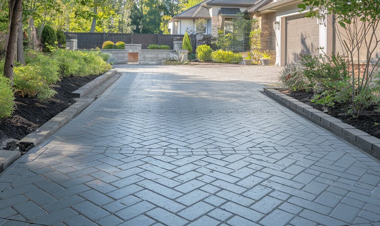A professionally finished brick driveway