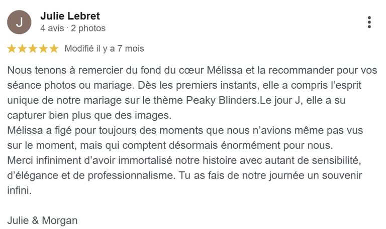 Avis photographe mariage