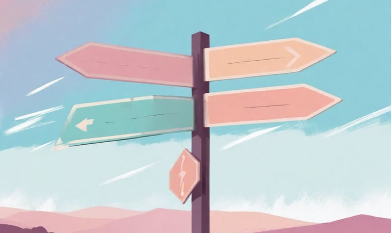 a sign post with arrows pointing to different directions