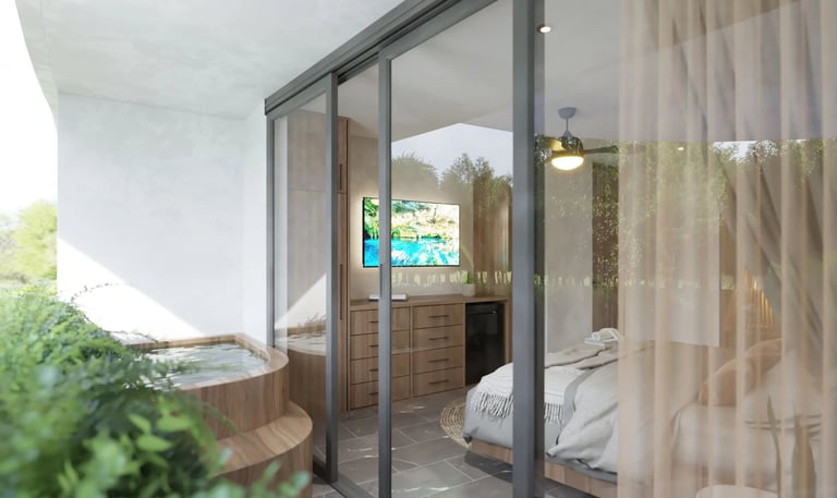 ARTEM 2-bedroom standard—living area furnished and decorated"