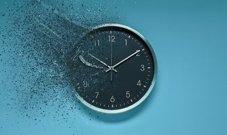 Uhr die zerbirst - Symbol für Leader als ruhende System 