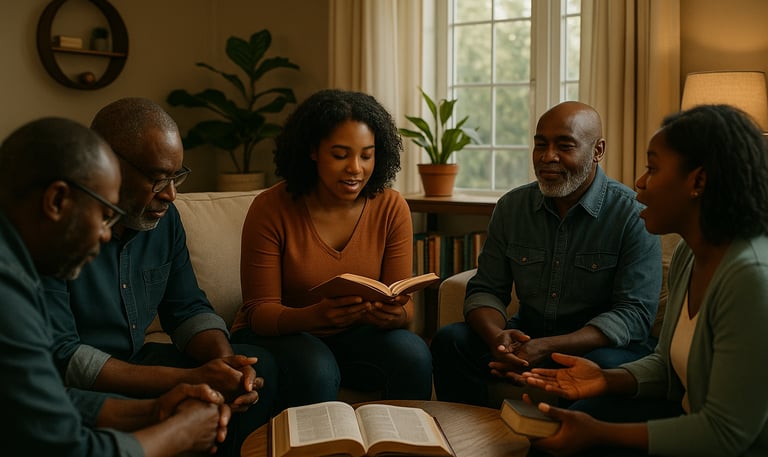 un groupe de personnes assises autour d'une table avec un livre