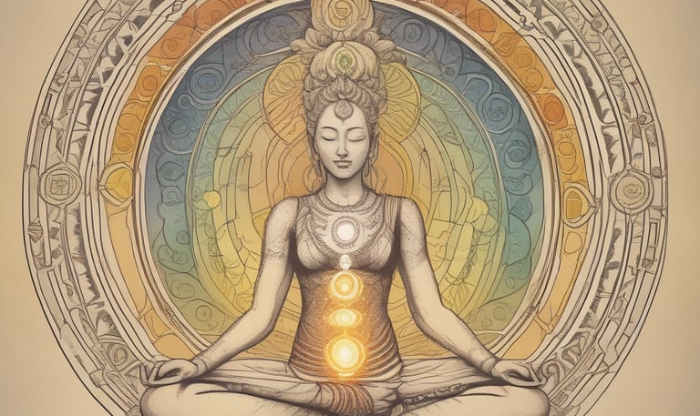 Hands performing a massage on a person's back, applying pressure to specific points. The setting is bright and calming, with soft focus creating a tranquil atmosphere.