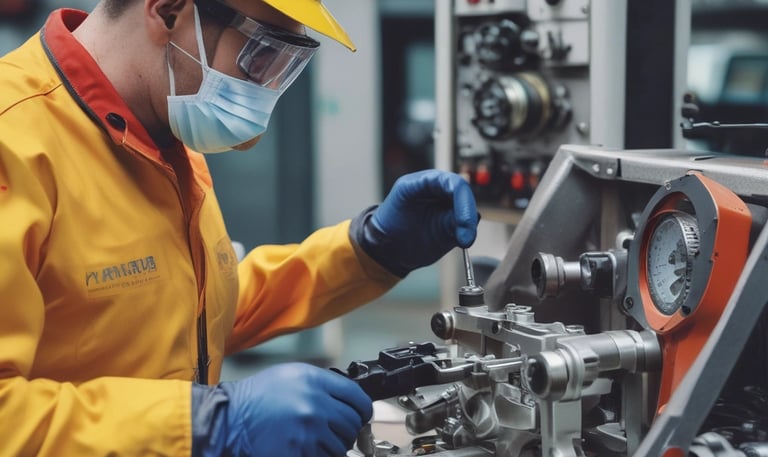 Industrial workers welding metal components in a factory setting.