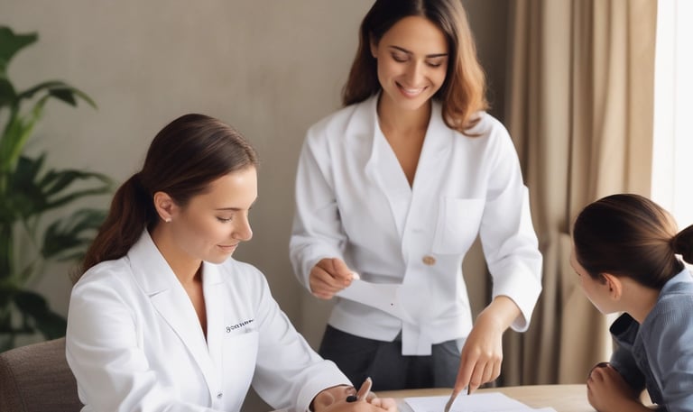 A professional training session in a spa environment.