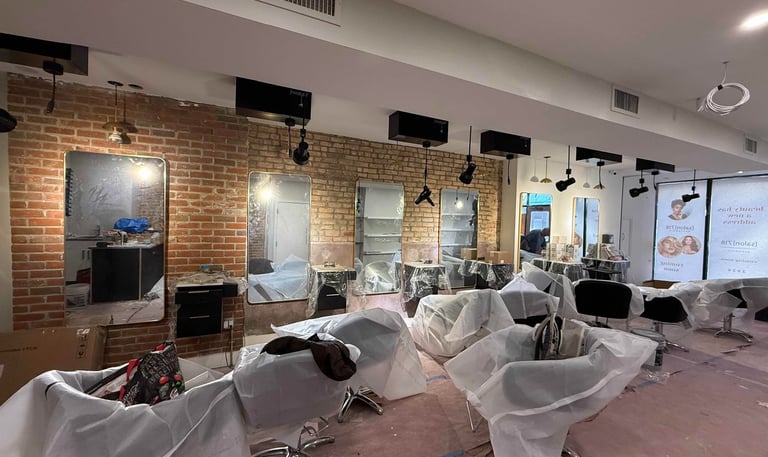 Commercial lighting installation for salon build-out in Reading PA by Brito Electrical