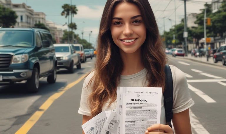 A window display featuring the words 'Free Delivery' painted in bold, red and yellow script. The background is brown with some decorative black designs on the sides. There is a red frame around the window and cardboard packaging material at the bottom.