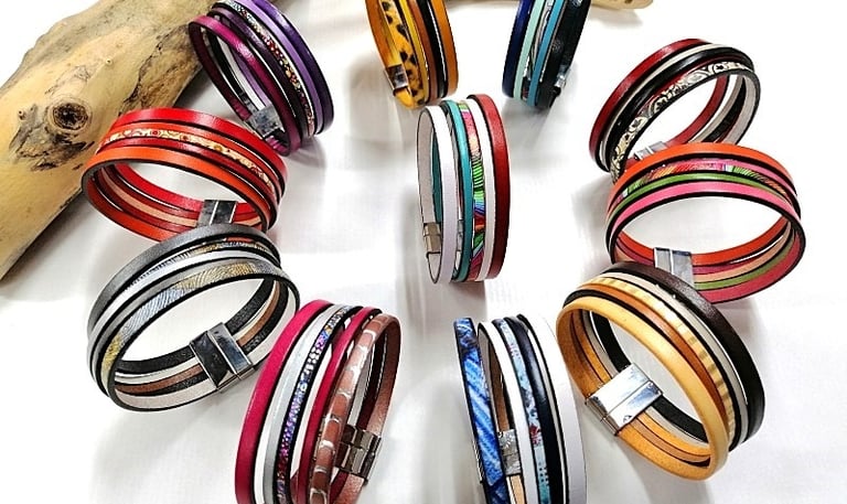a circle of bracelets with different colored bands