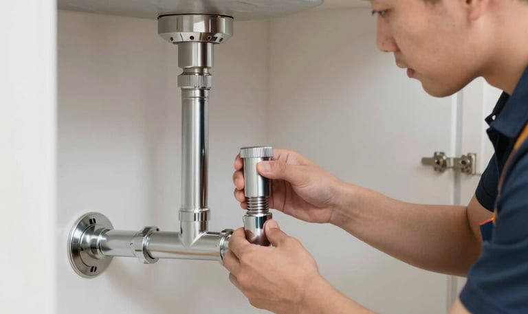 Close-up of skilled craftsmen applying precise tile work in a sophisticated interior.