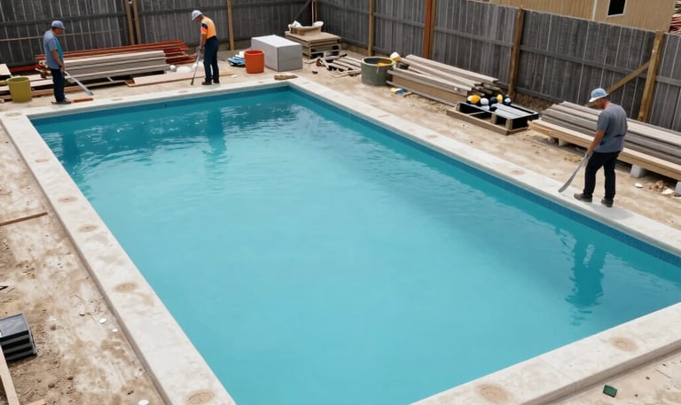 Close-up of skilled craftsmen applying precise tile work in a sophisticated interior.