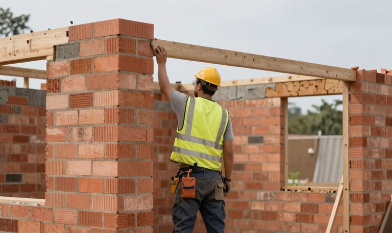 Modern construction site with workers installing high-end finishes in a luxury apartment.