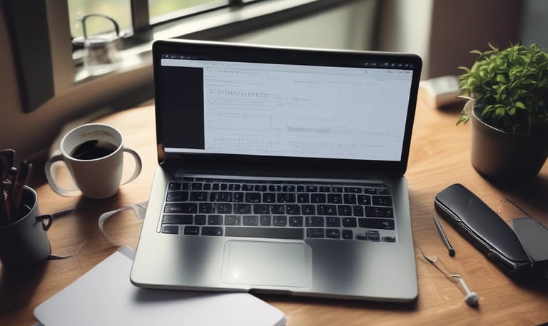 Illustration of a person comfortably working on a laptop at home promoting property ebooks.