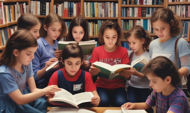 An aged manuscript resting on a wooden table with a pair of reading glasses and a fountain pen nearby.