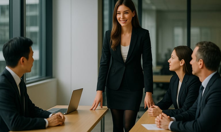 A sourcing team having a meeting
