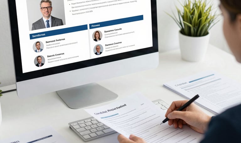 A team member conducting a video interview with a candidate in a modern office setting.