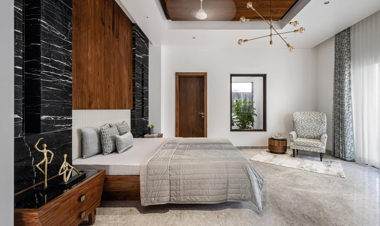 Custom residential bedroom interior with modular wardrobe and furniture - Amuk Modular Pune