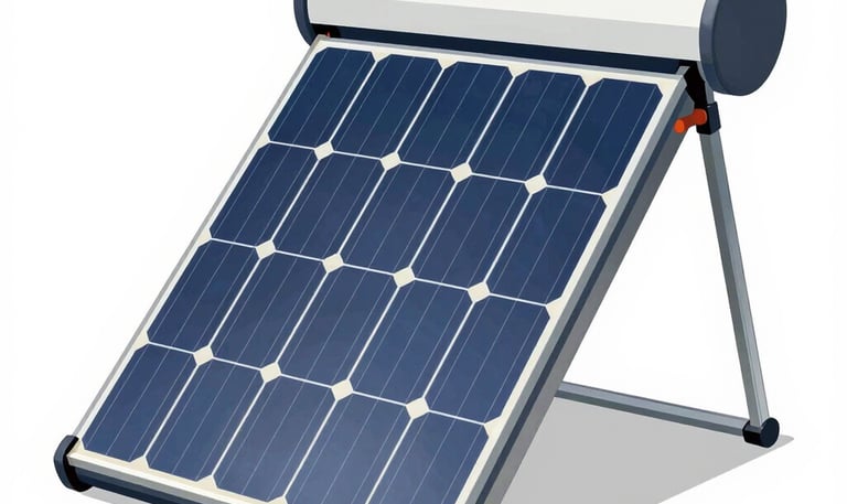 Solar water heating panels installed on a sunny rooftop with clear blue sky