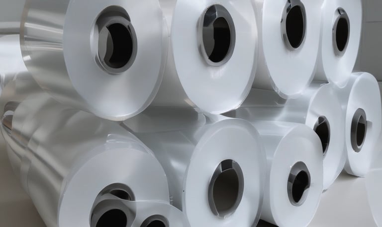 Brown kraft paper bags neatly arranged on a wooden table with fresh produce inside.
