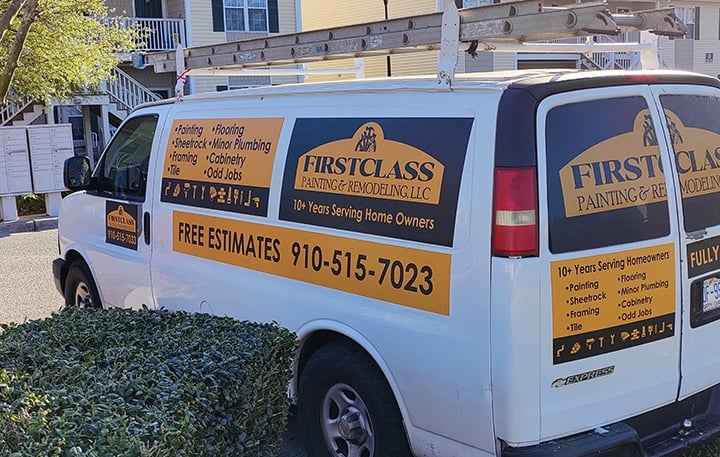 a van with vinyl stickers applied for advertising