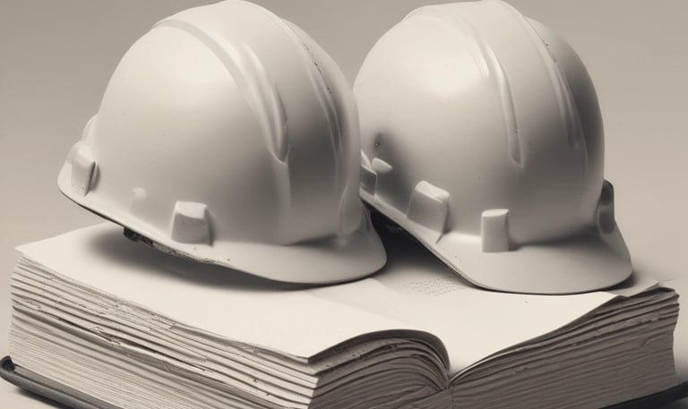 Fire safety inspection in a modern office building with visible fire extinguishers and signage.