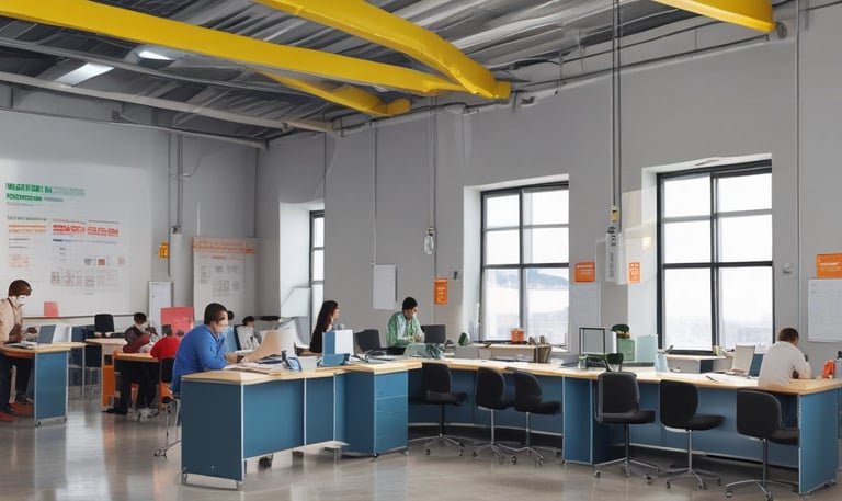 A safety training session in a workplace setting.