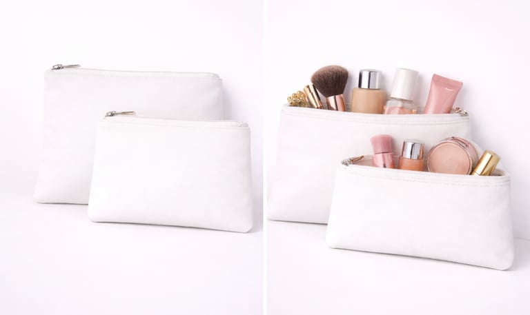 Kosmetiktasche Weiß - individuell gestaltbar aus Polyester
