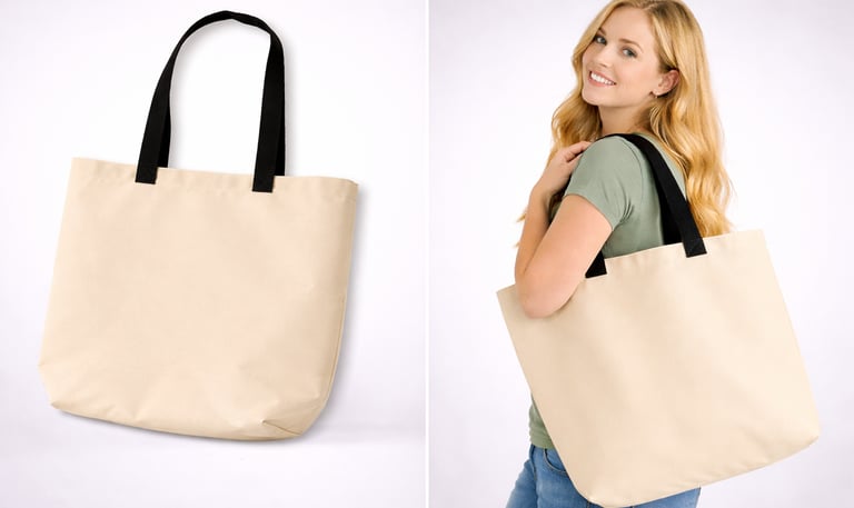 Einkaufstasche Creme - individuell gestaltbar aus Polyester