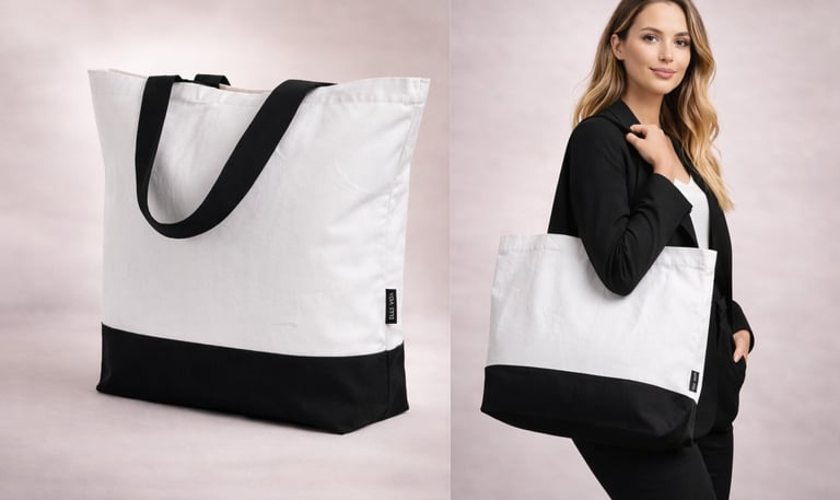 Einkaufstasche Black & White - individuell gestaltbar aus Baumwolle