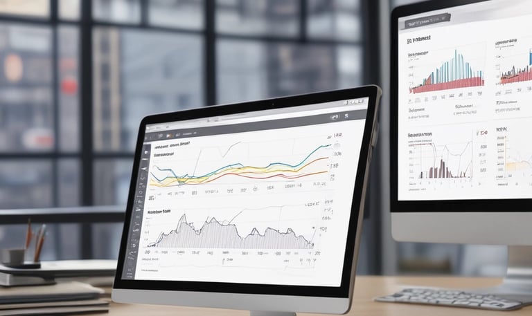 A sleek dashboard displaying AI-driven data insights with colorful graphs and charts.